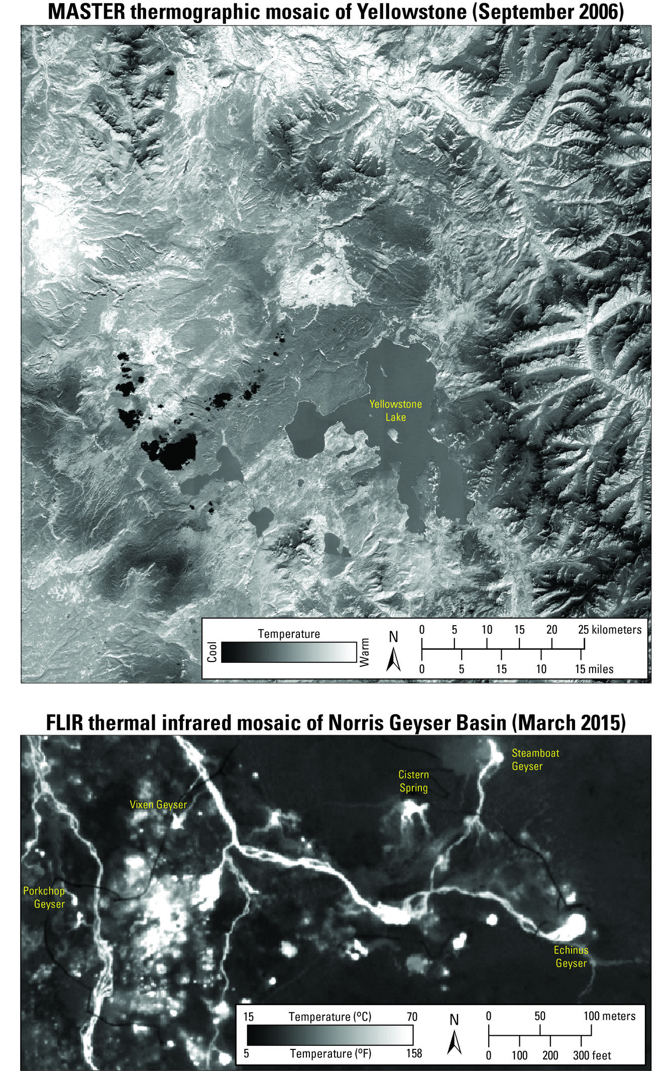 Aerial thermal infrared images of Yellowstone National Park from the 2000s