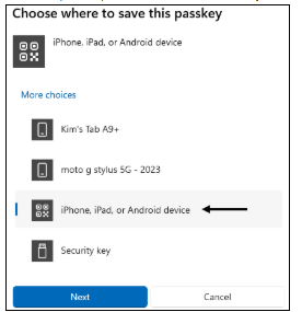 Choices to save Passkey
