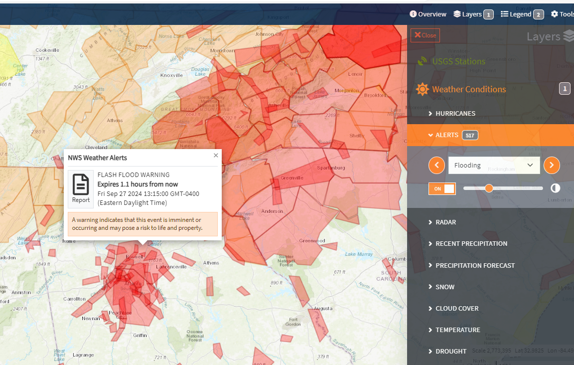 National Water Dashboard, Weather Conditions, Alerts, Flooding