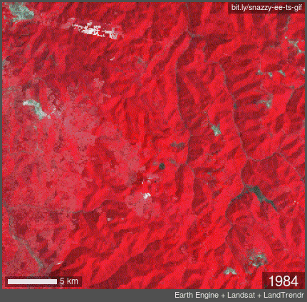 series of remotely captured images showing changes in landscape over time