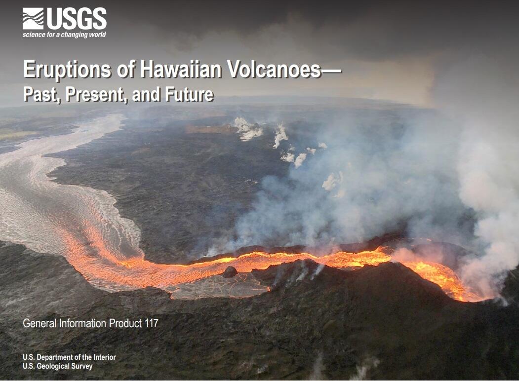 Color photograph of a book cover showing an eruption and text
