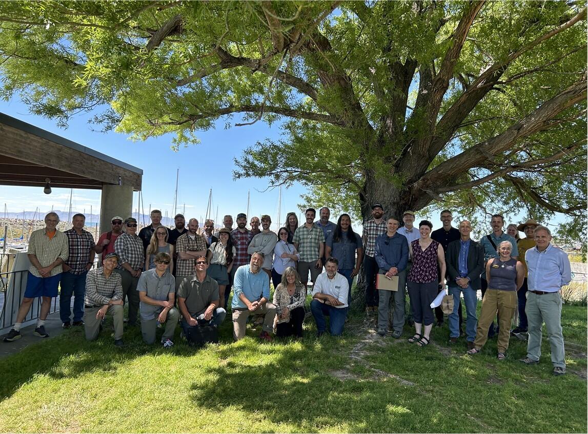 Utah Water Science Center employees and cooperators gather at Great Salt Lake with USGS Director Applegate