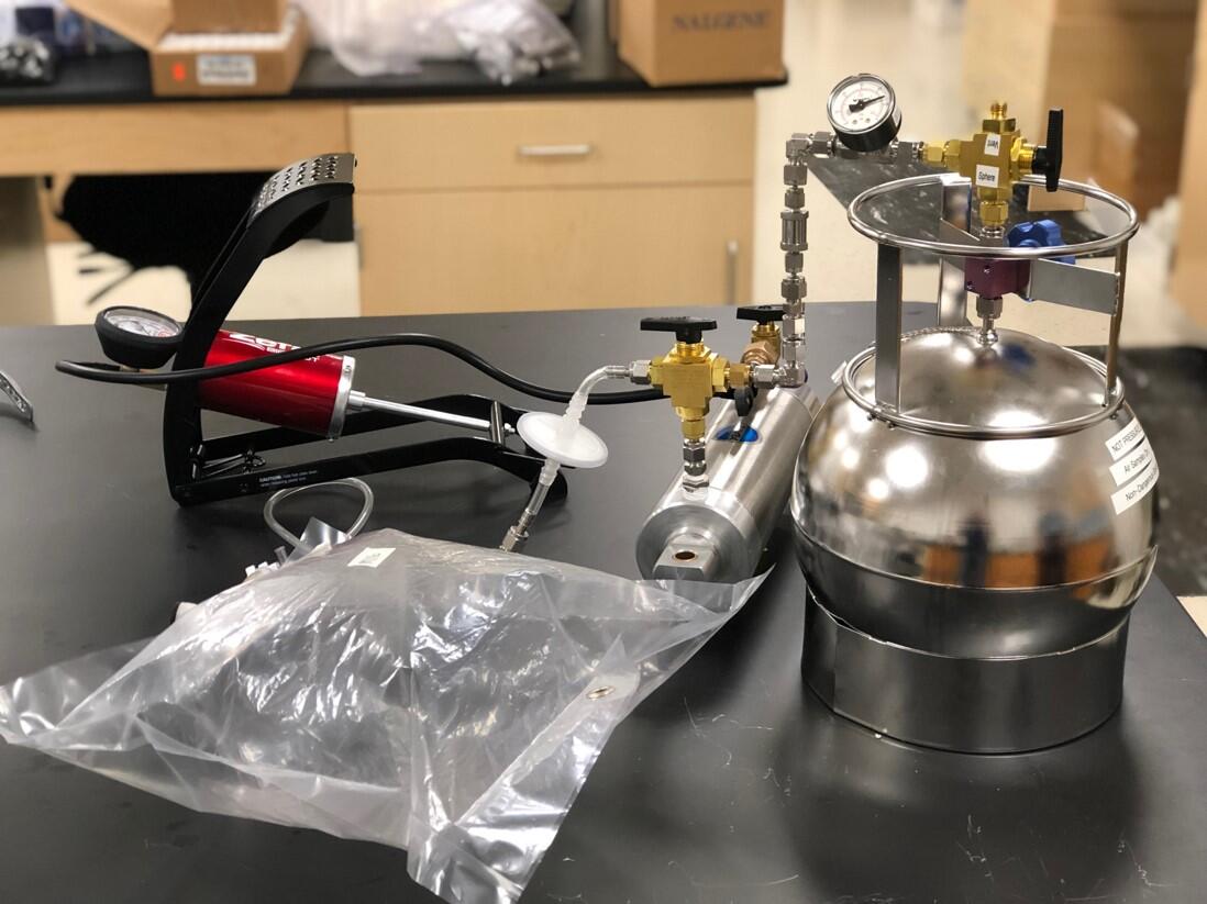 laboratory equipment sitting on a desktop