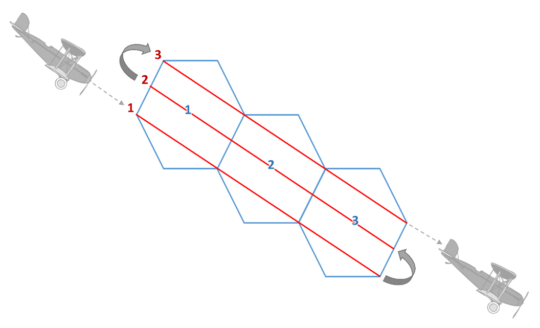 Illustration of plane, observer and survey area