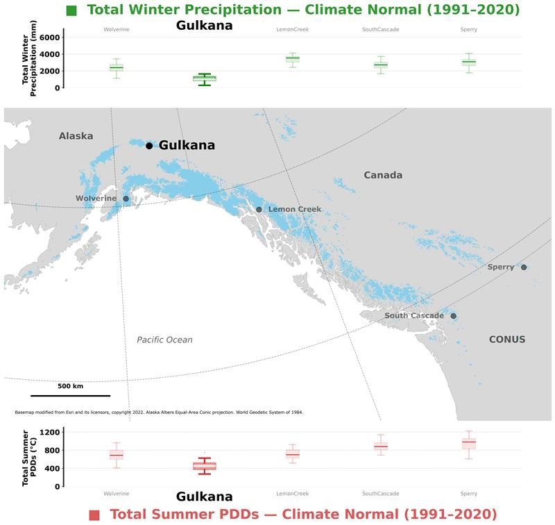 Map and charts showing precipitation totals.