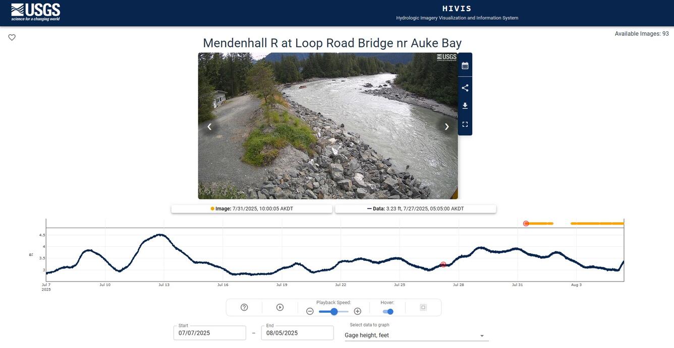 Screenshot of Mendenhall River current condition image.