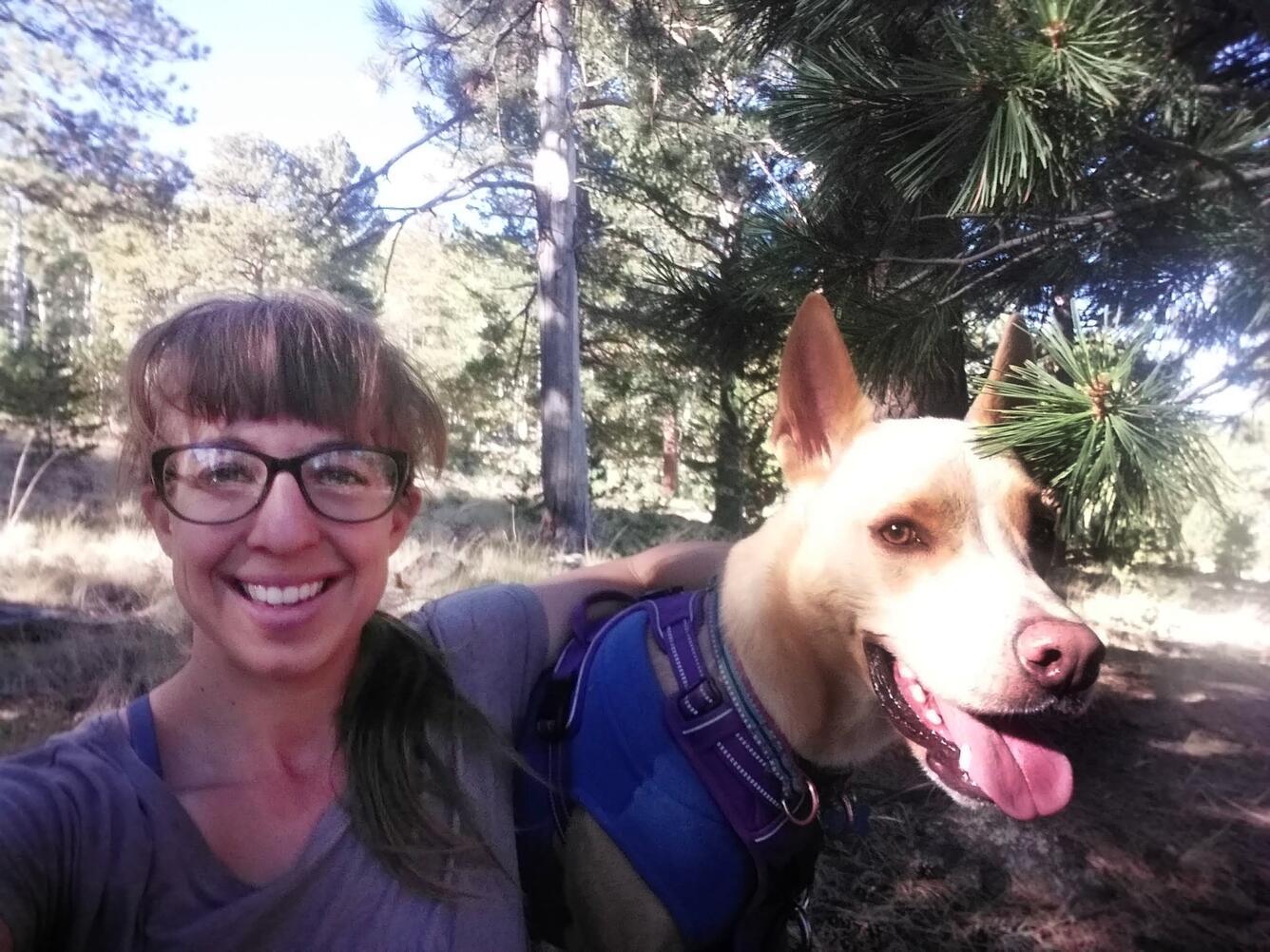 Southwest Biological Science Center scientist Hannah Farrell in a forest