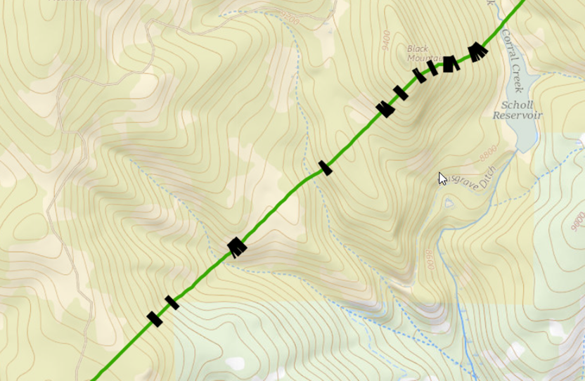 Highlight Switchback Areas in the map