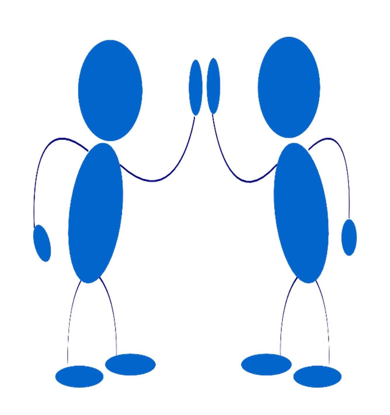 Two stick figures giving a high five