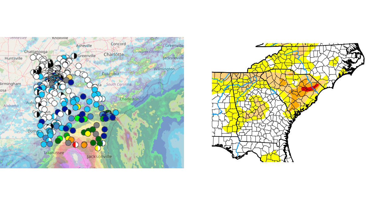 Hurricane Debby Rainfall and Drought Maps