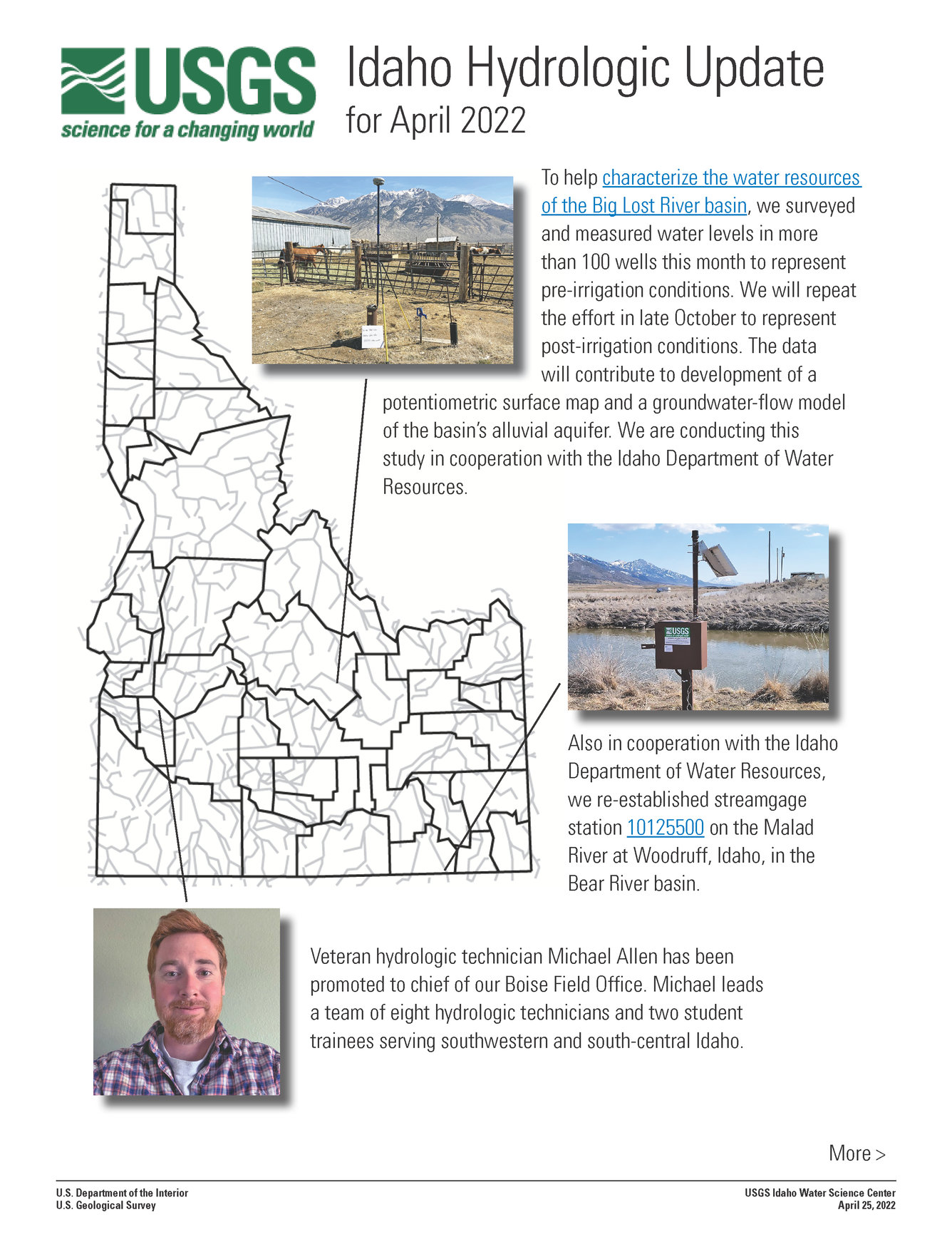 Idaho Hydrologic Update, April 2022