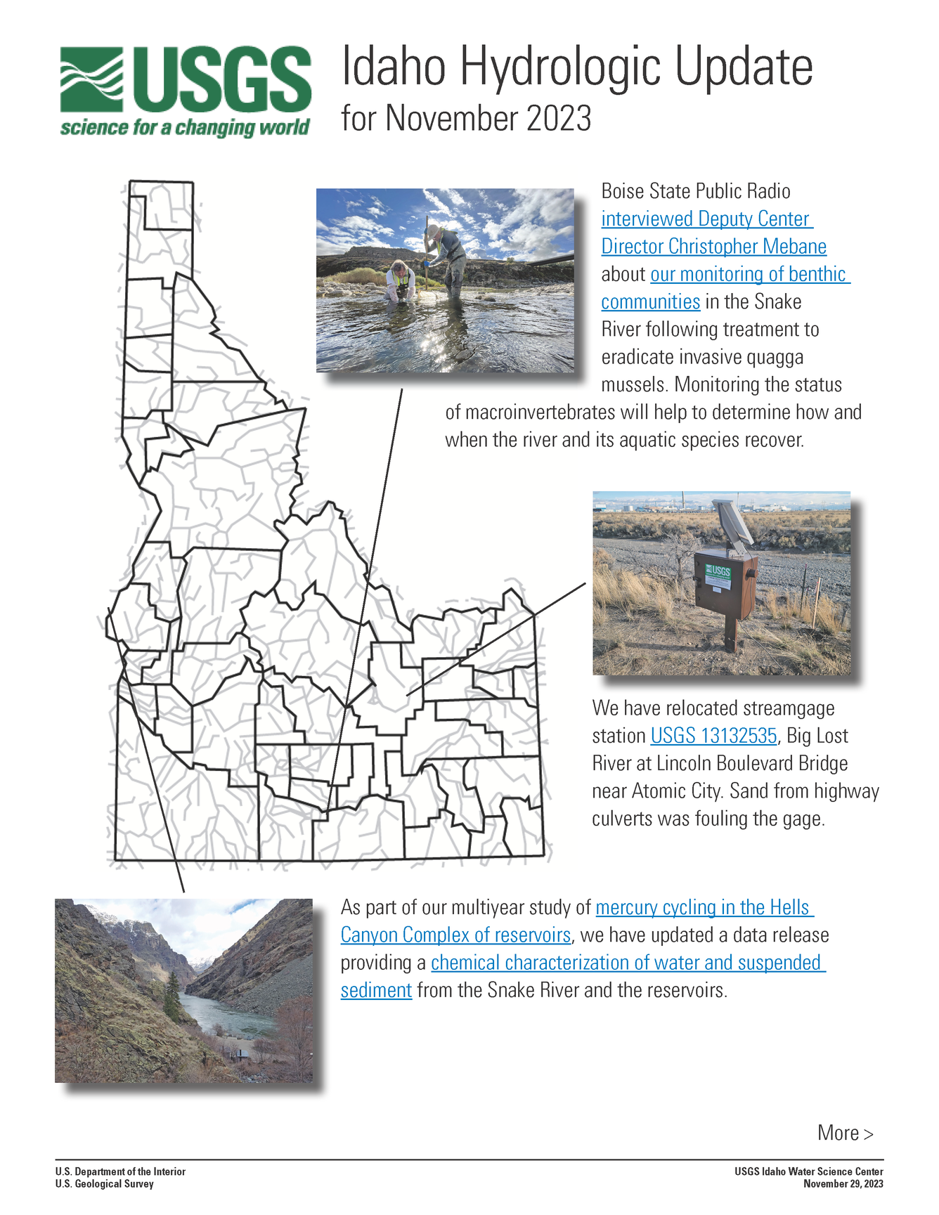 Idaho Hydrologic Update, November 2023