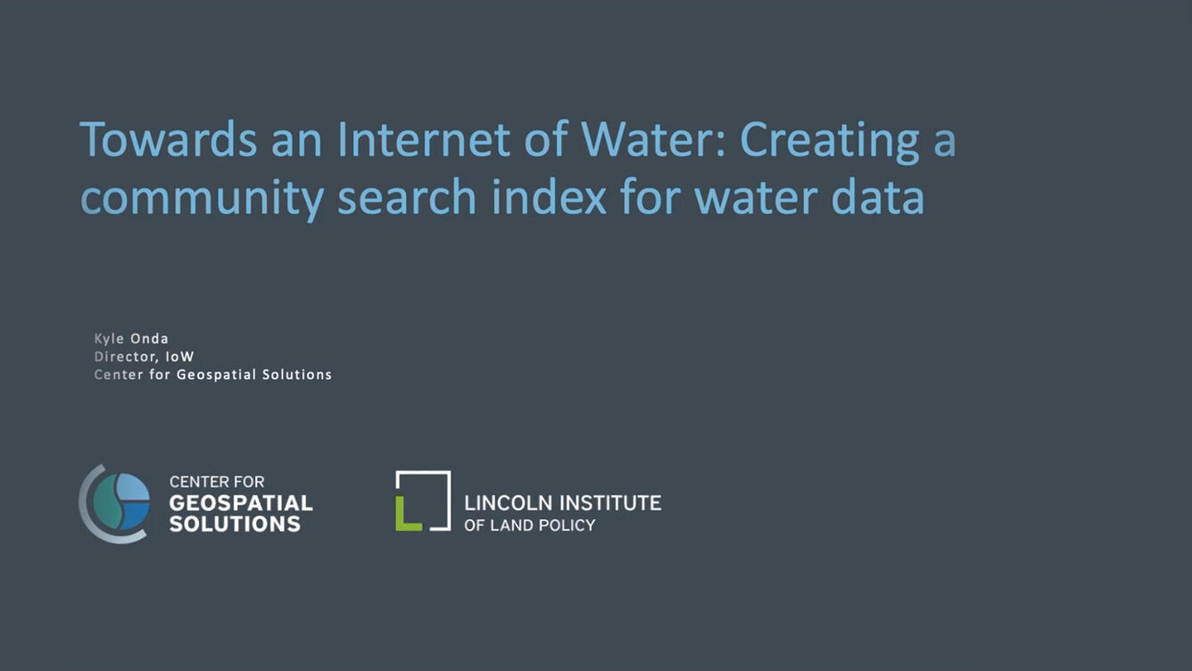 Towards an Internet of Water: Creating a community search index for water data Thumbnail