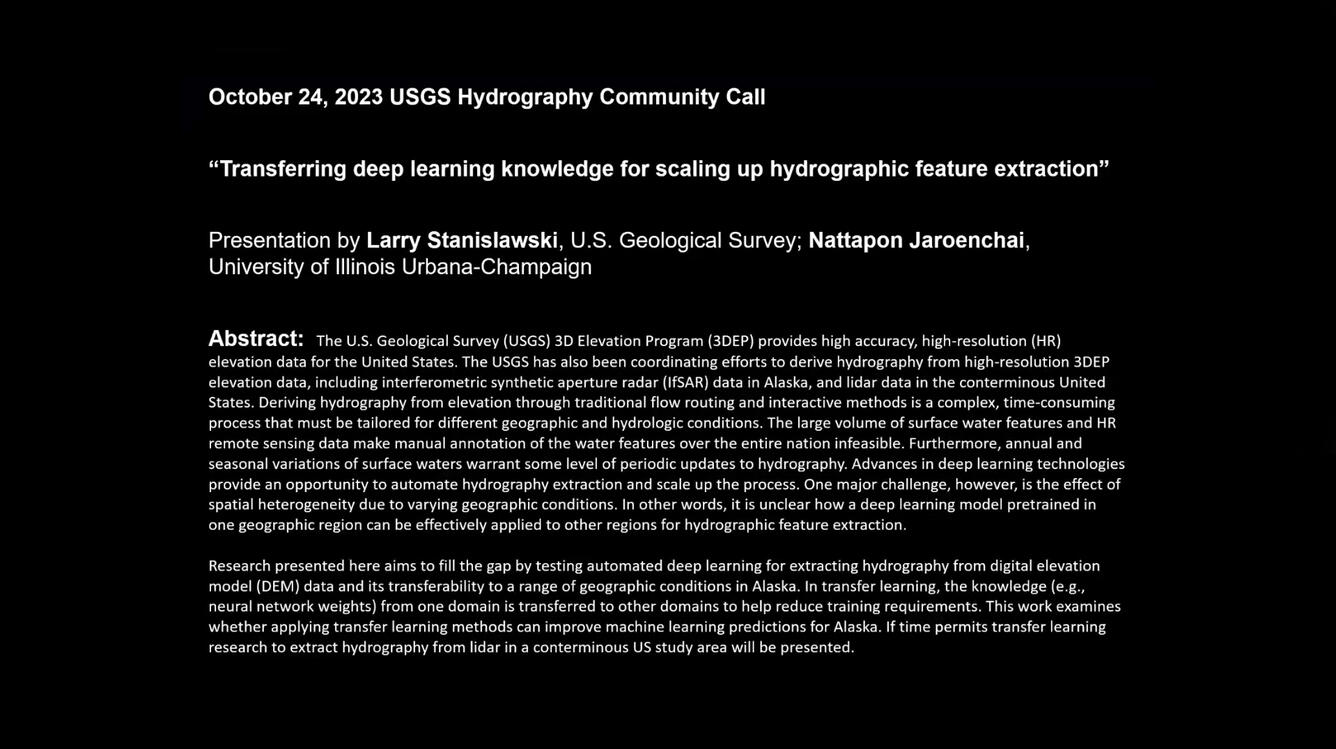 Transferring Deep Learning Knowledge for Scaling Up Hydrographic Feature Extraction Thumbnail
