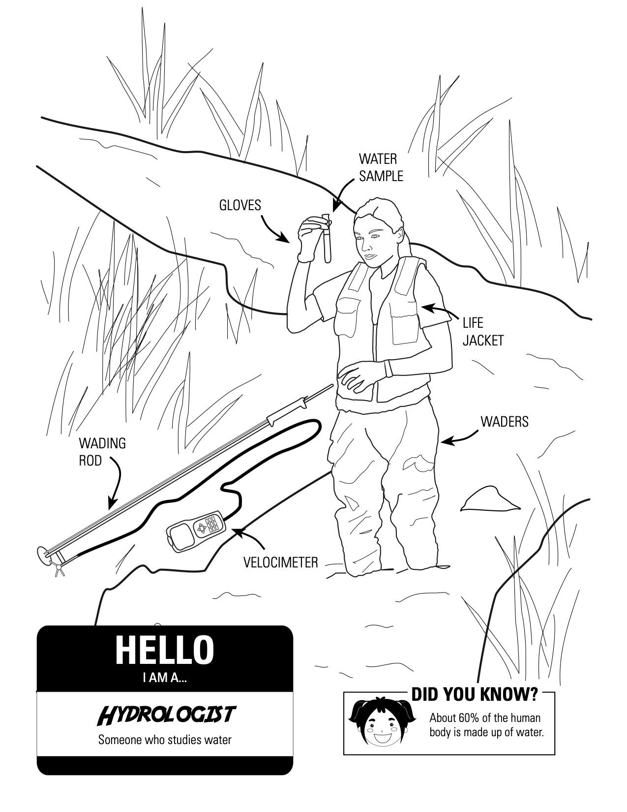 coloring page for hydrologist