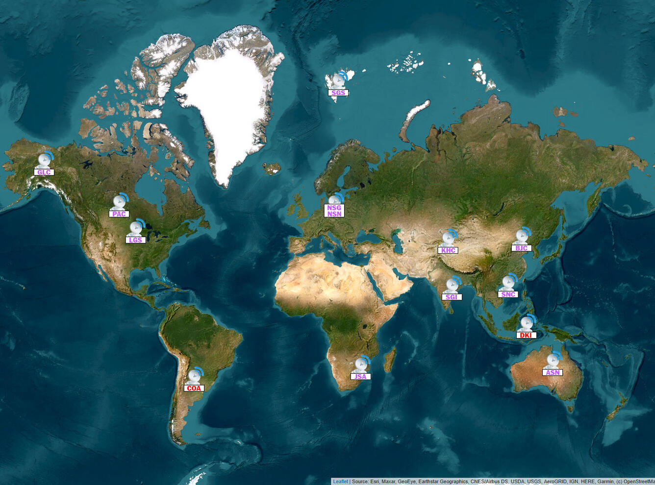 Active Landsat International Ground Stations