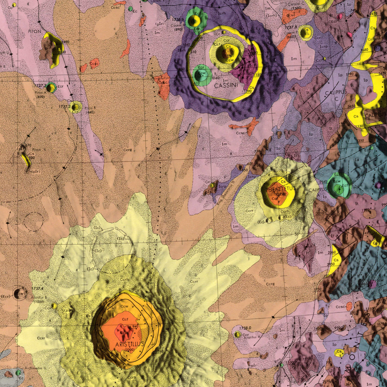Inset of USGS IMAP 666: (LAC-25) Geologic map of the Cassini quadrangle of the Moon