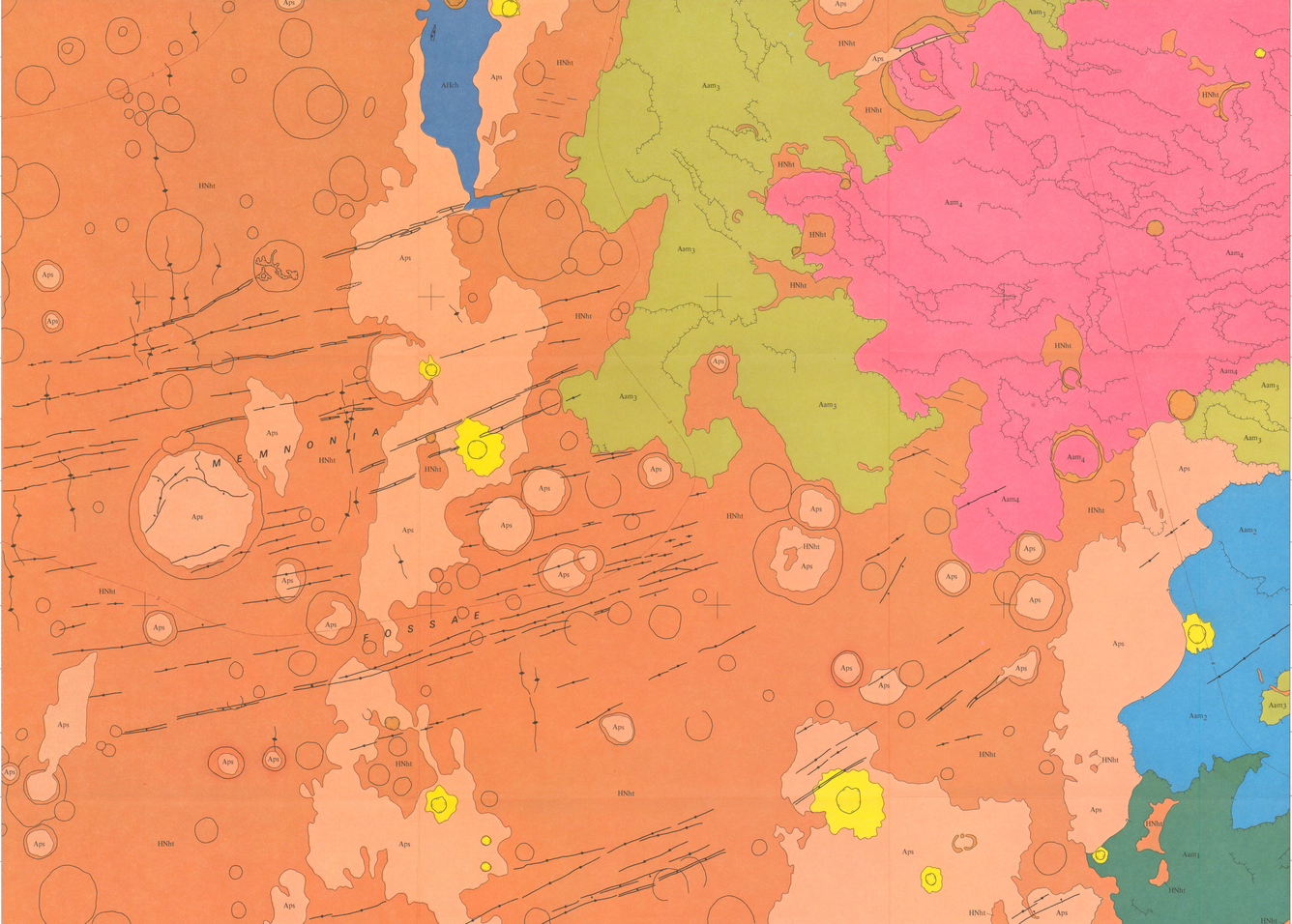 USGS IMAP 1271: Map showing lava flows in the southeast part of the Memnonia Quadrangle of Mars