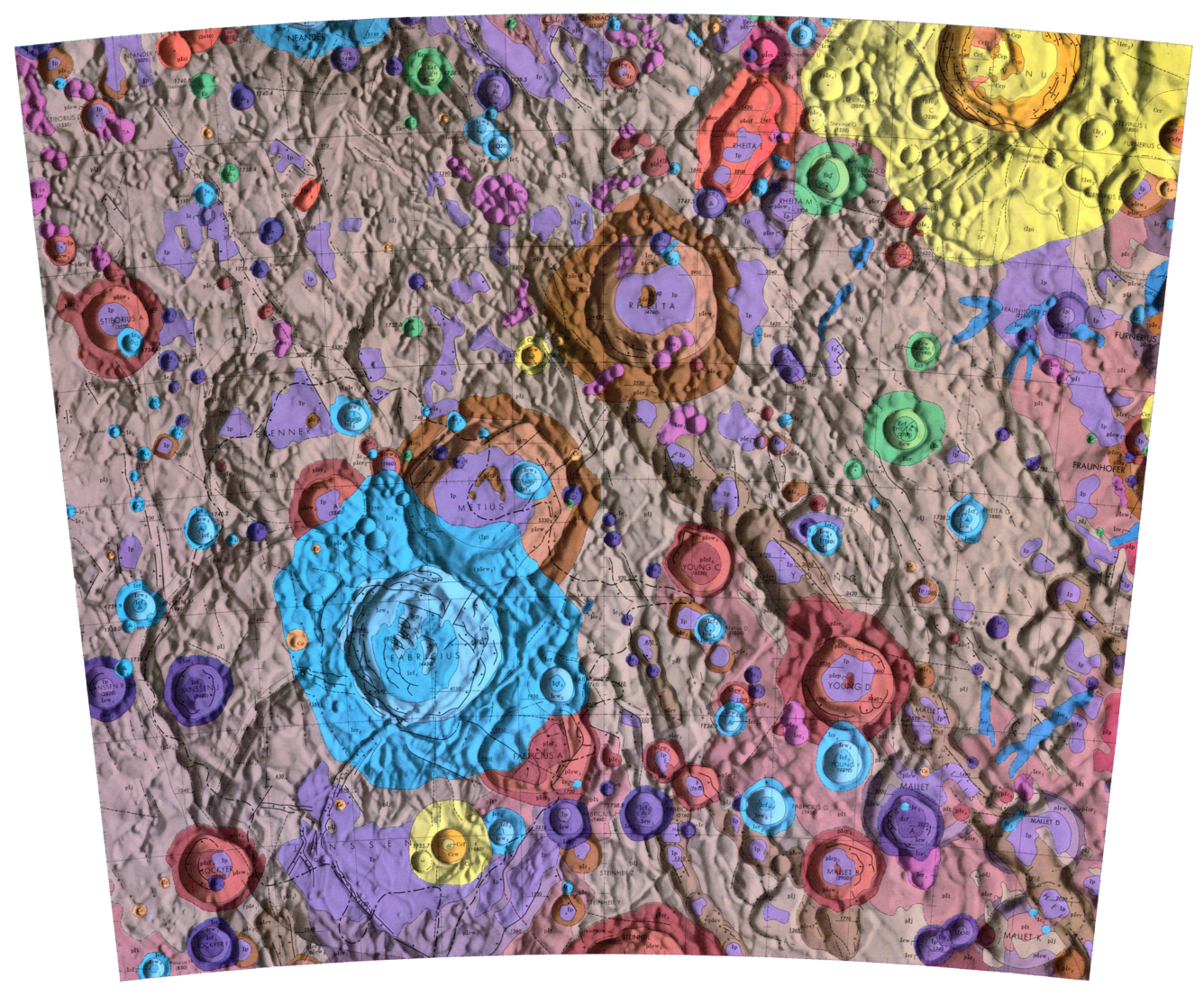 USGS IMAP 694: Geologic map of the Rheita Quadrangle of the Moon