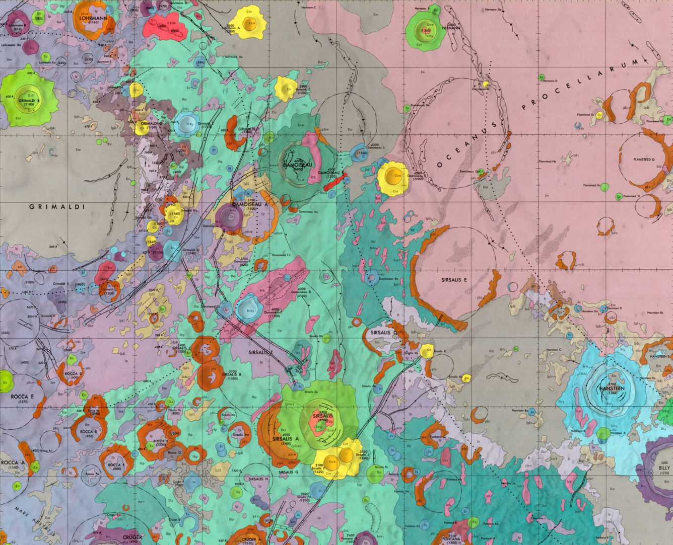 USGS IMAP 740: Geologic map of the Grimaldi quadrangle of the Moon
