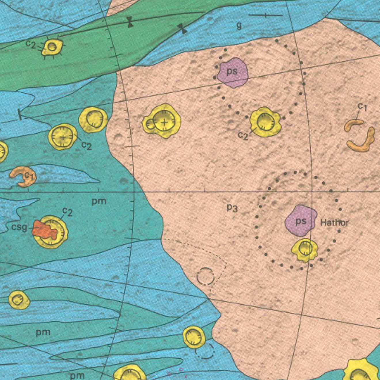 Inset of USGS IMAP 2388: Geologic map of the Hathor region (Jg-15) of Ganymede
