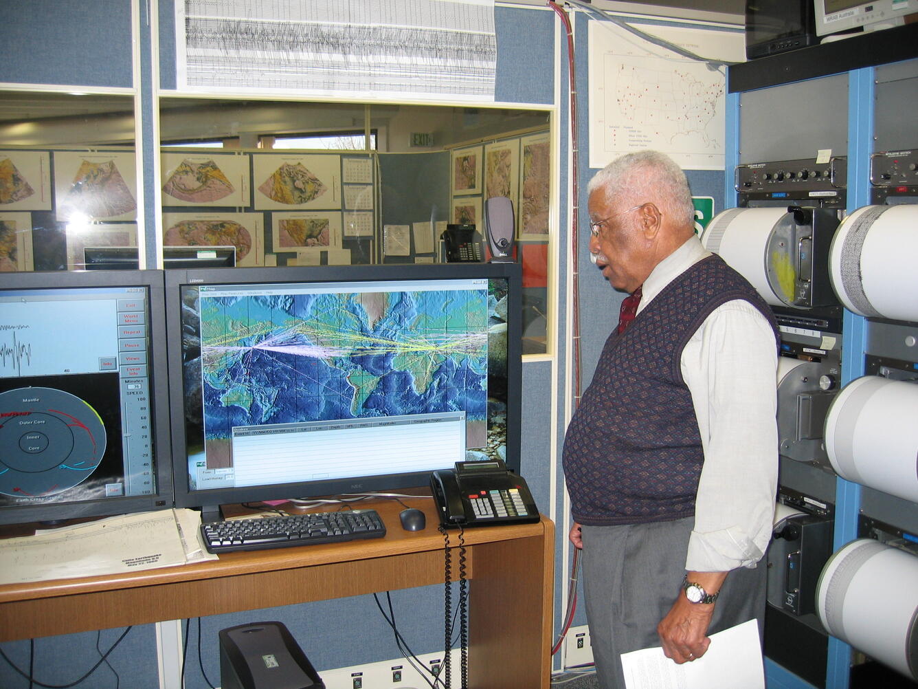 Waverly Person studying incoming seismic data 