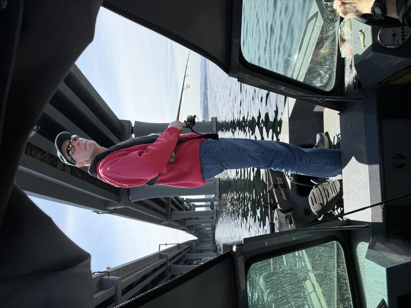 scientist on boat fishing