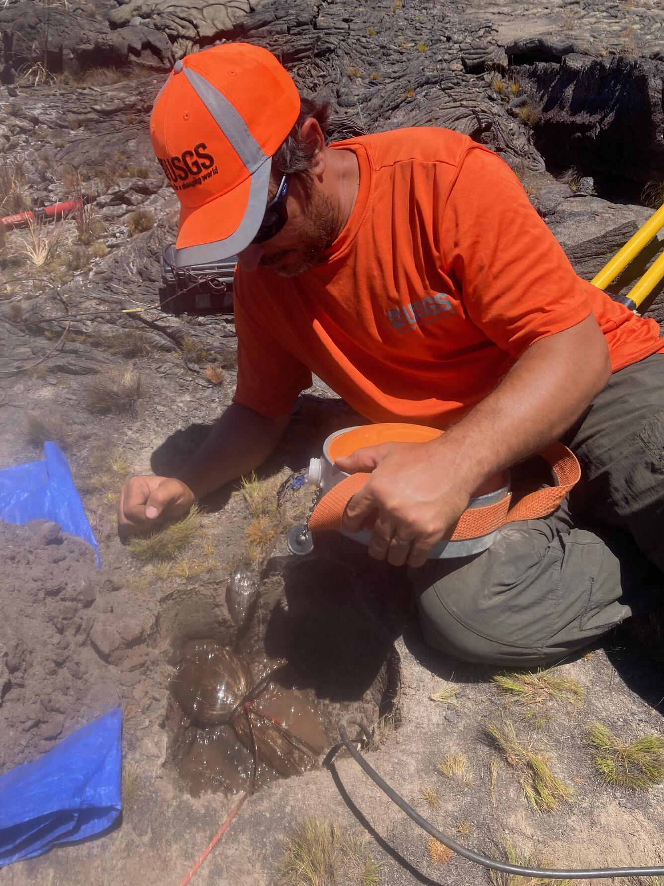 Color photograph of scientist in field