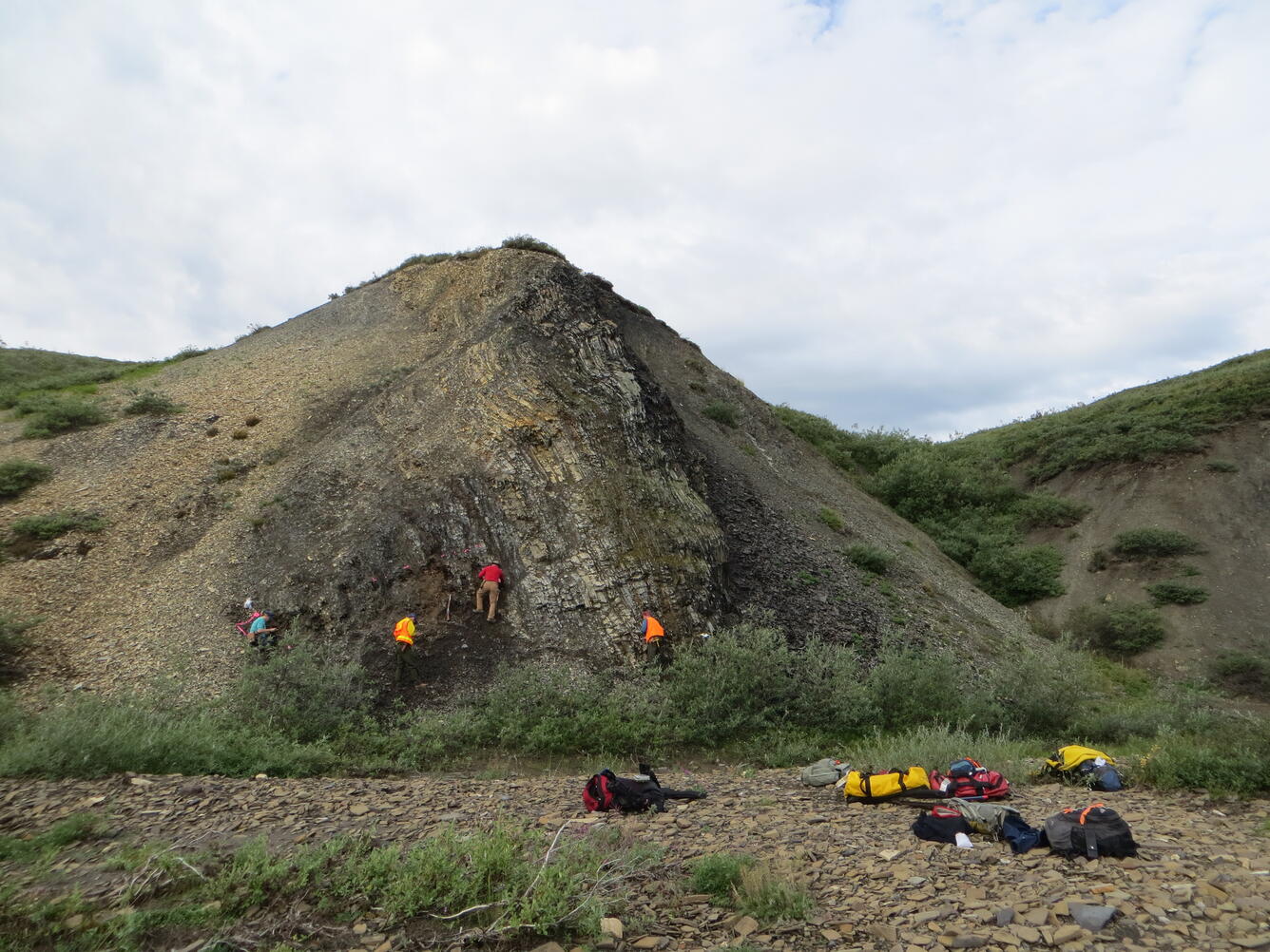 Team of  geologists measuring Triassic rocks exposed at Surprise Creek