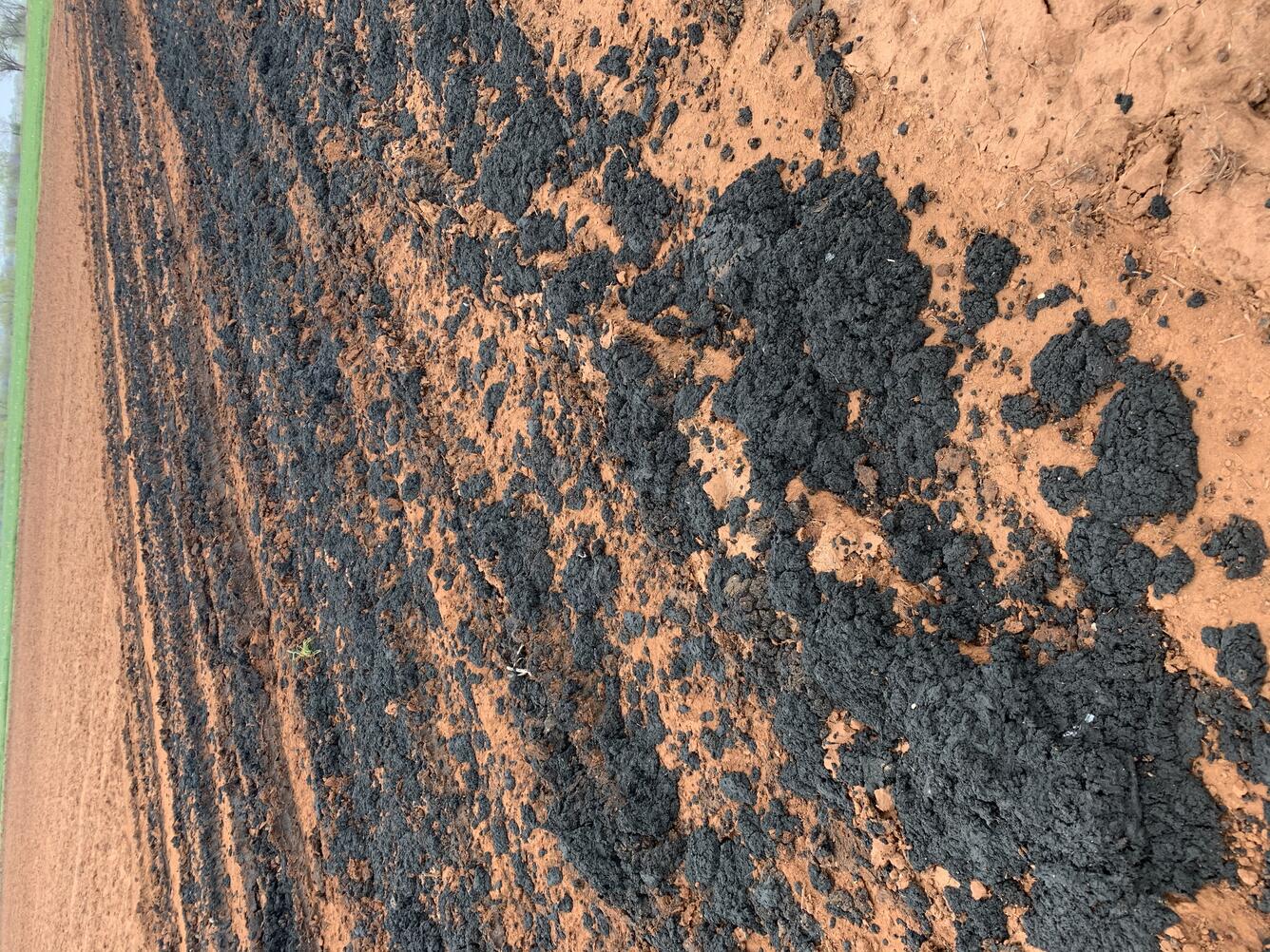 Biosolids applied to soil in an agricultural setting 