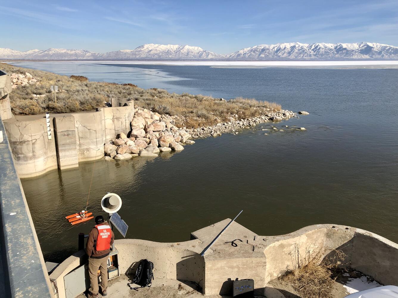 Hydro Tech measures Farmington Bay inflow to Great Salt Lake in the winter.