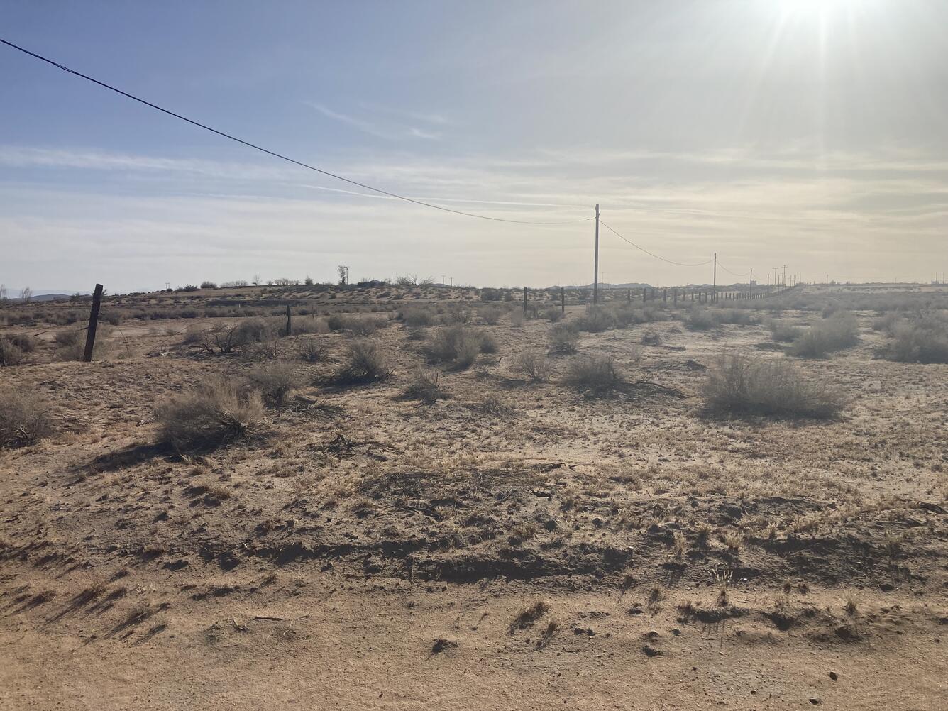 The arid landscape surrounding a Pacific Gas and Electric Company compressor station in Hinkley, California.