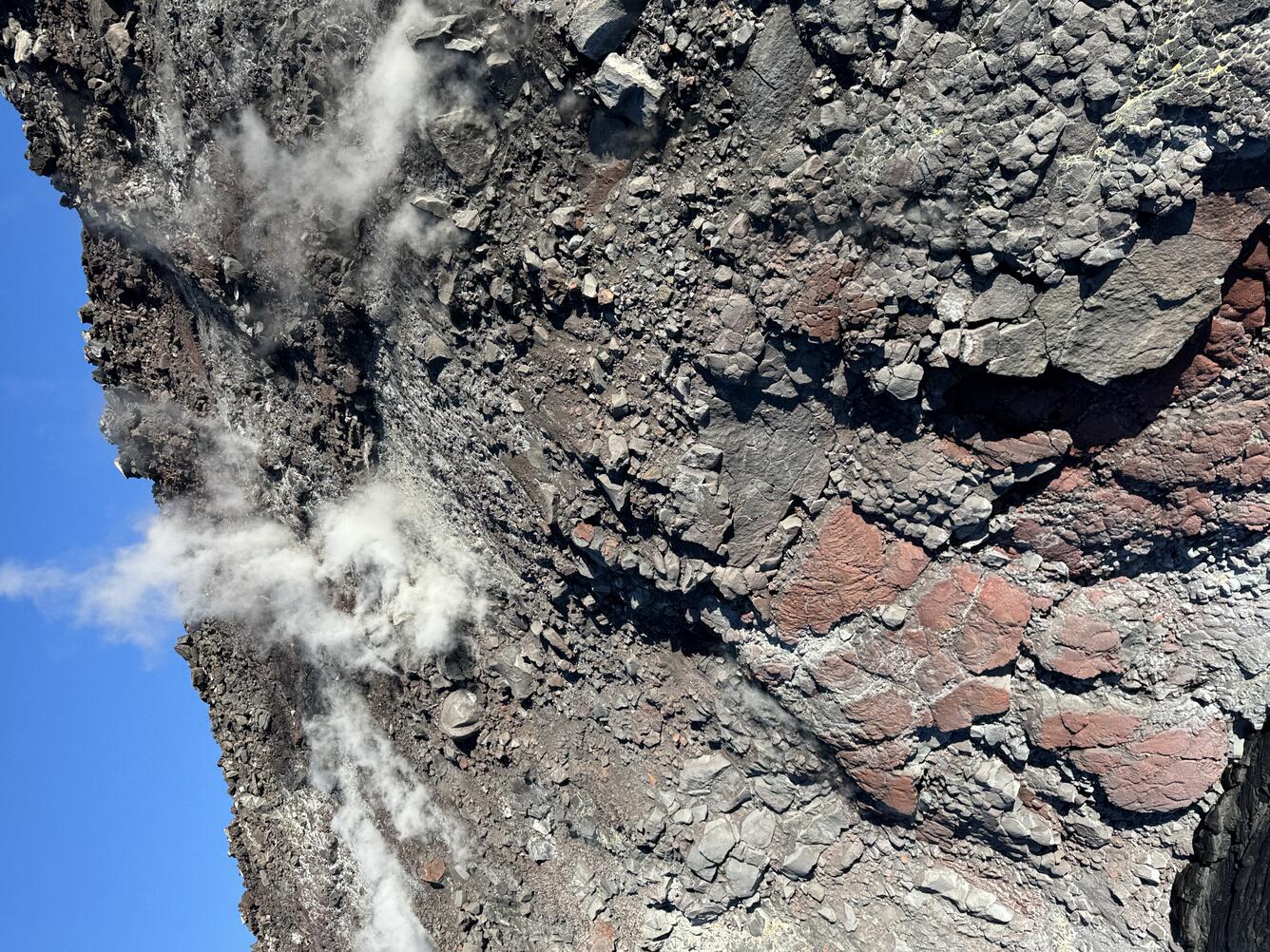 Color photograph of a wall of rock 