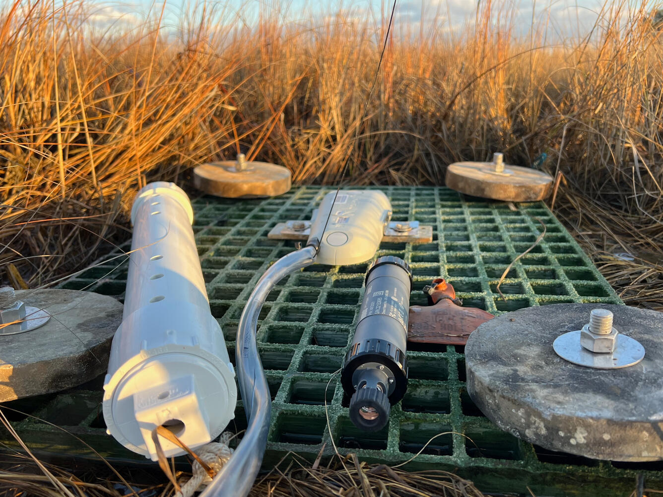 small equipment in a coastal wetland