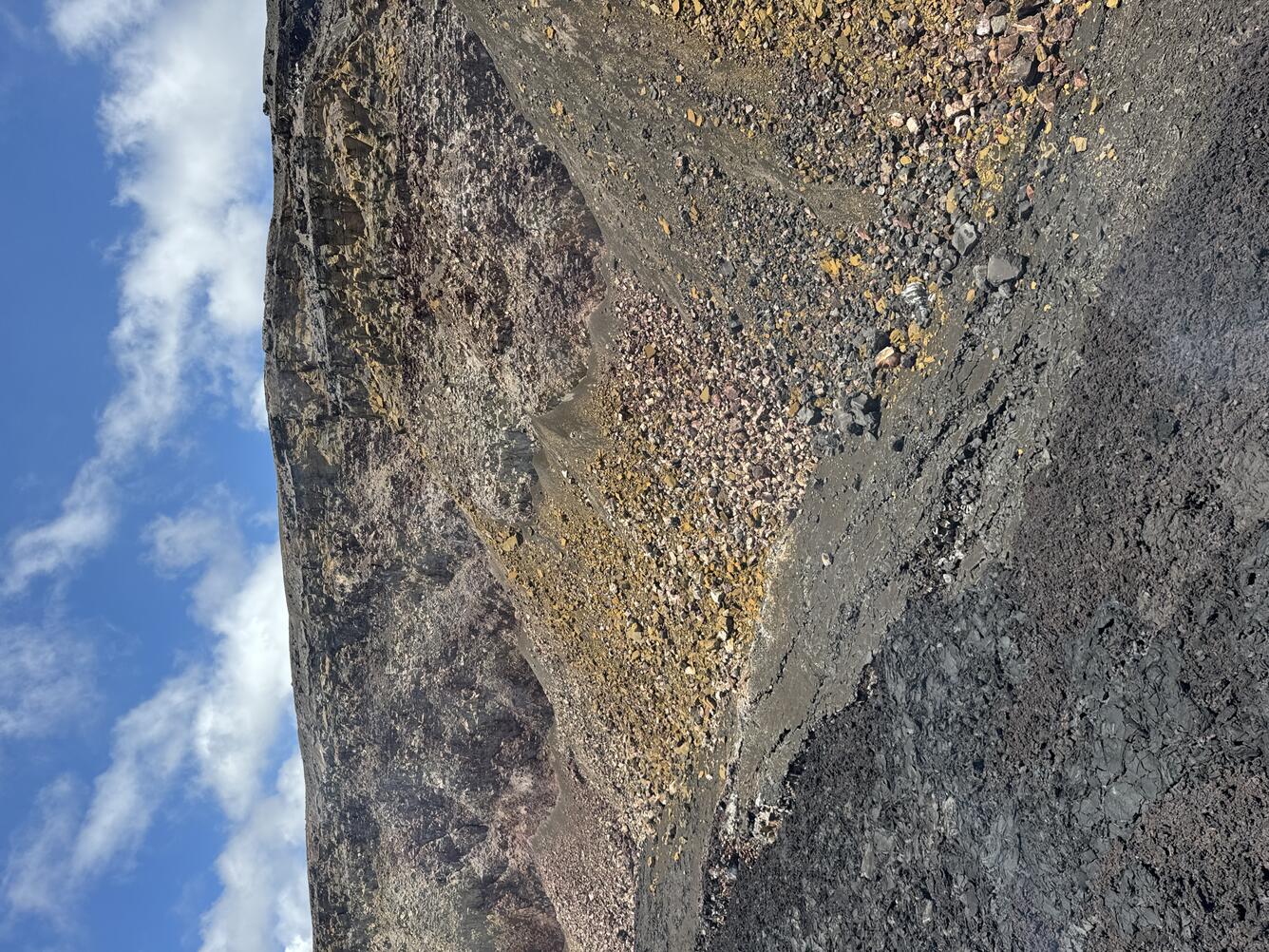 Color photograph of weather crater wall