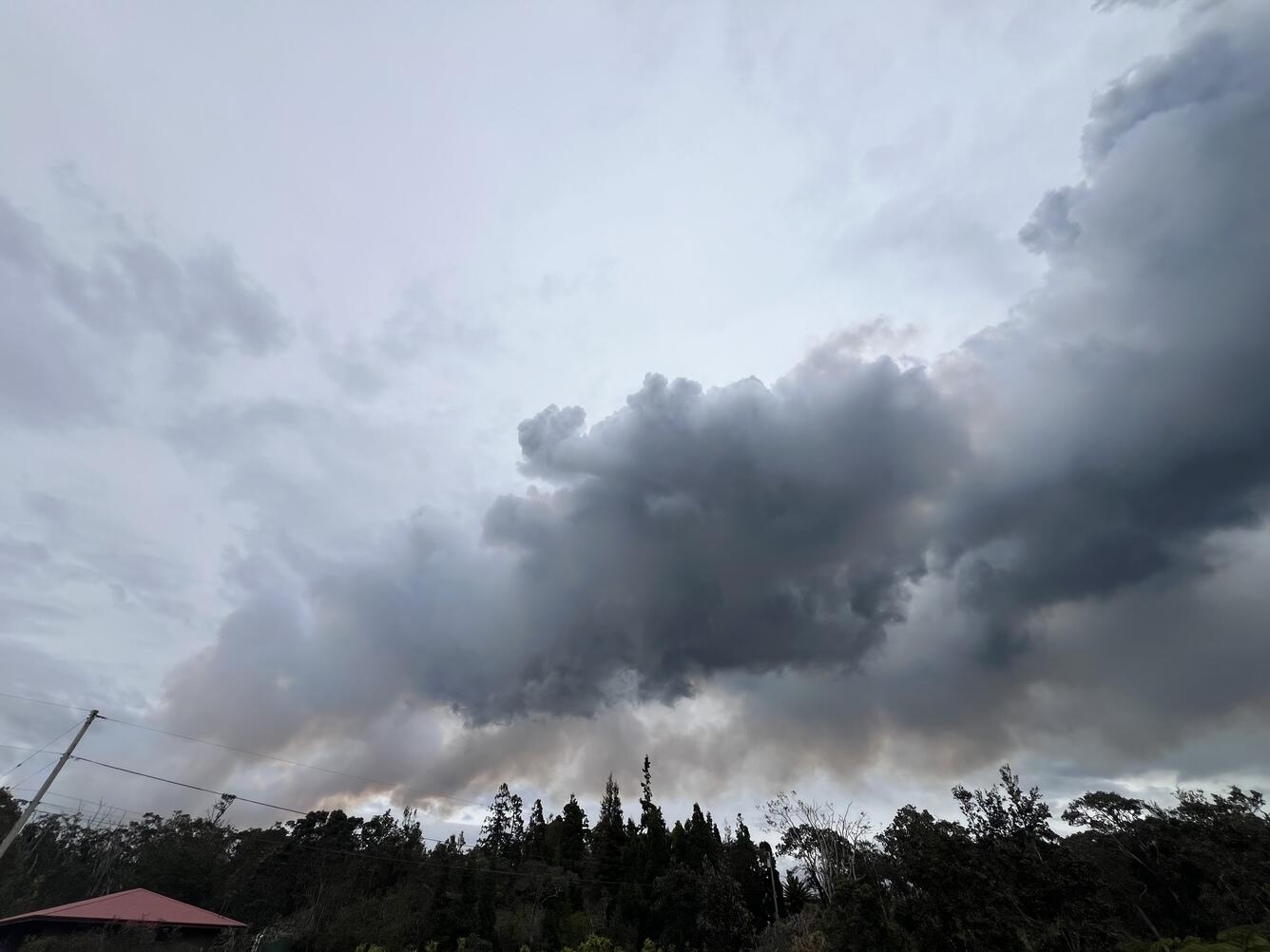 Color photograph of eruptive plume