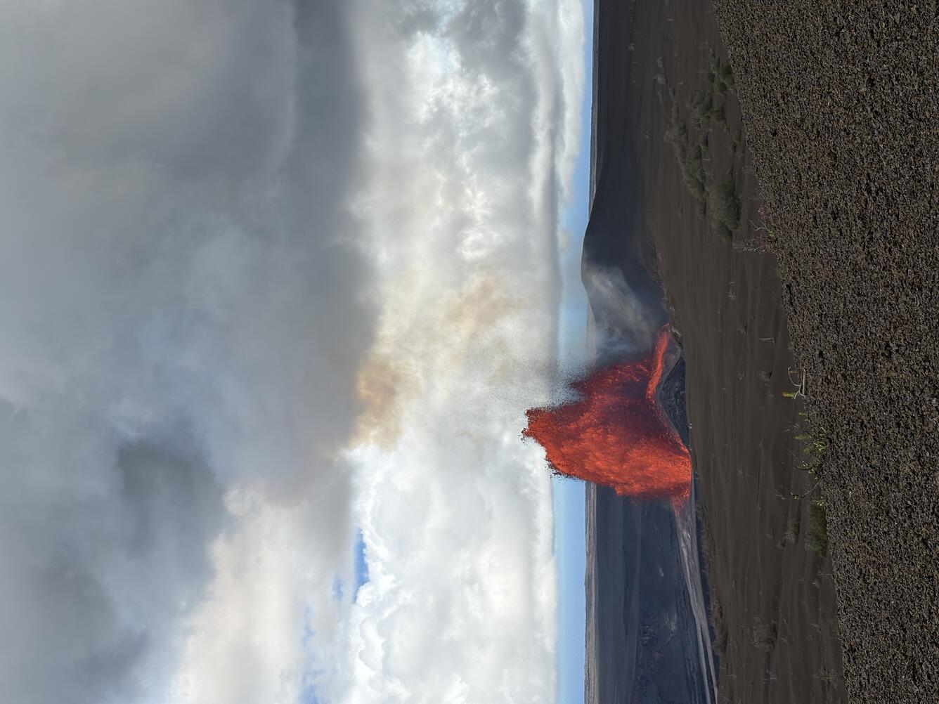 Color photograph of lava fountain