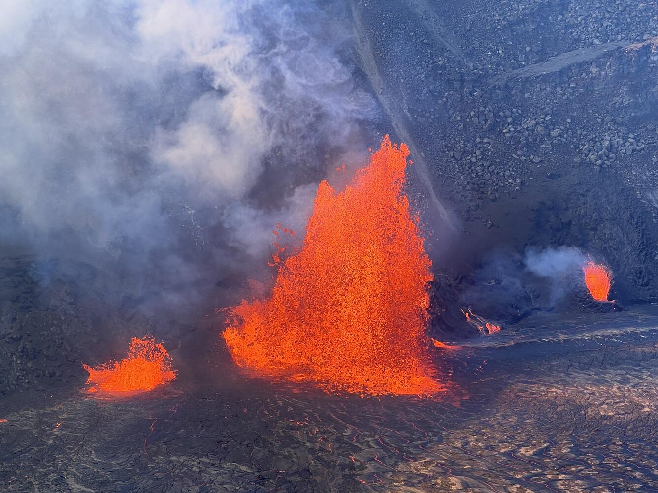 Color photograph of lava fountain