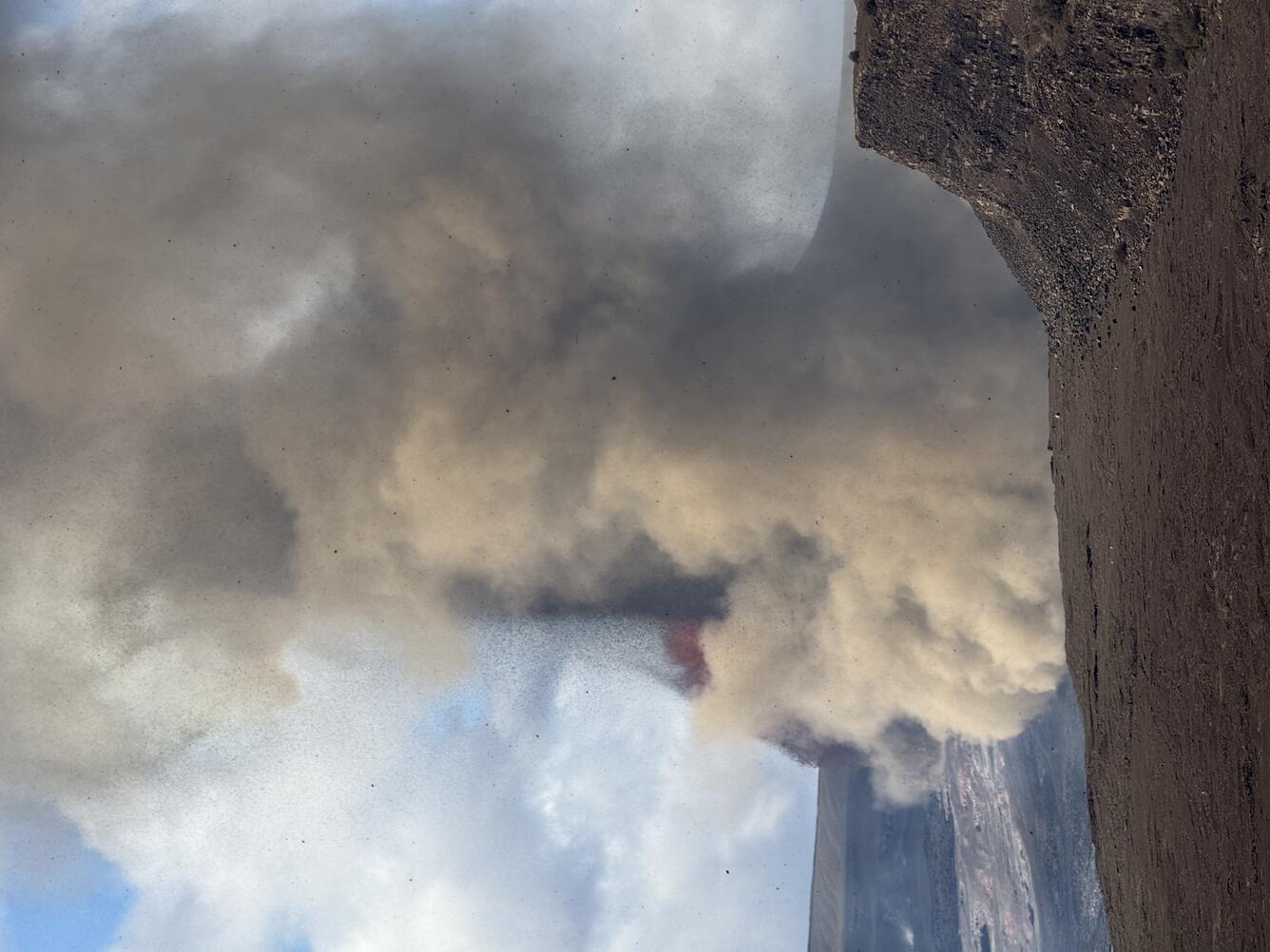 Color photograph of volcanic plume