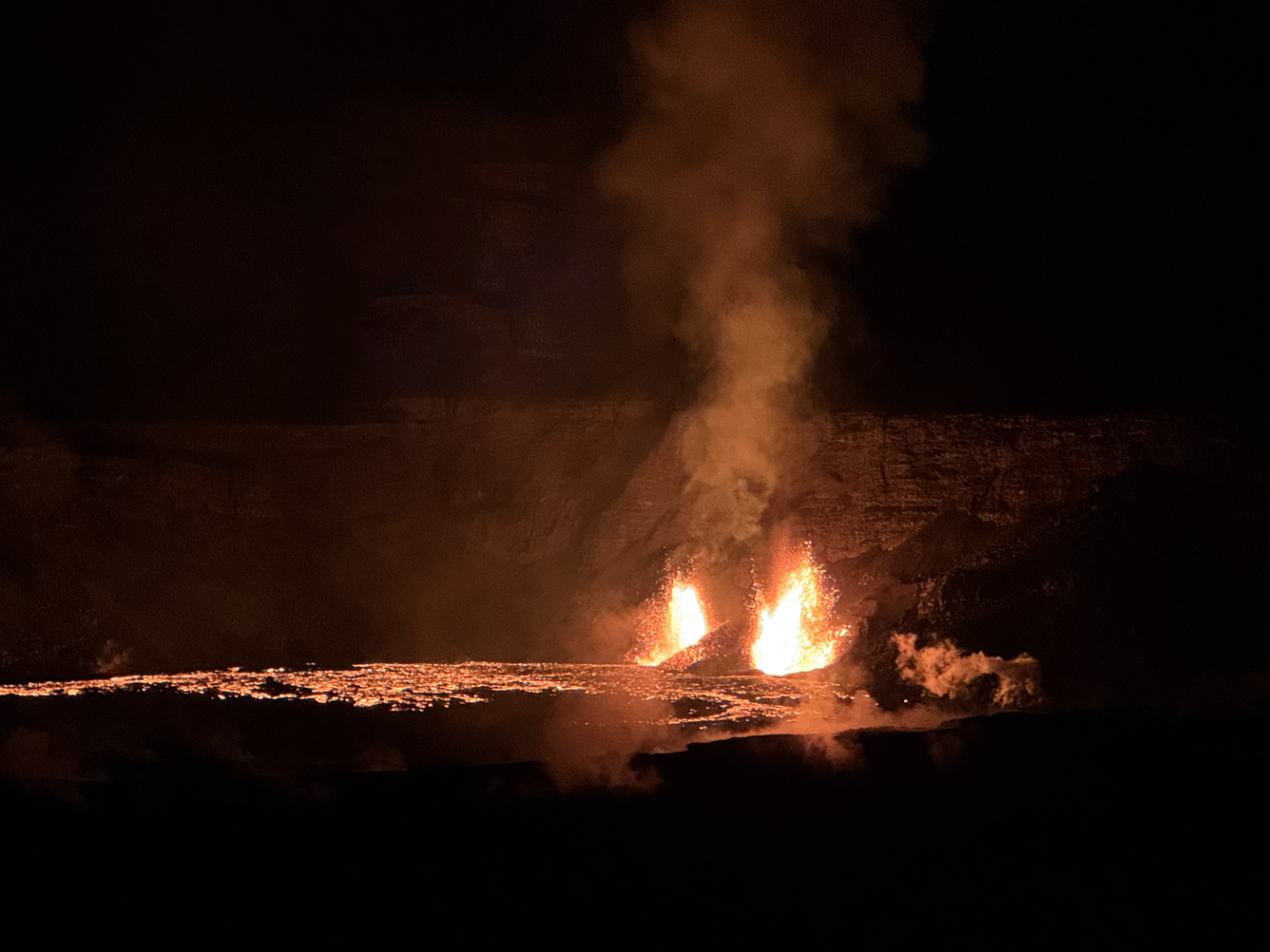 Color photograph of erupting vents