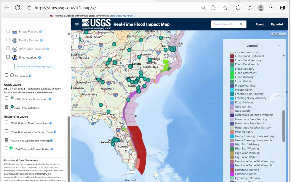 Real Time Map of Imelda Warnings and Watches in Southeast