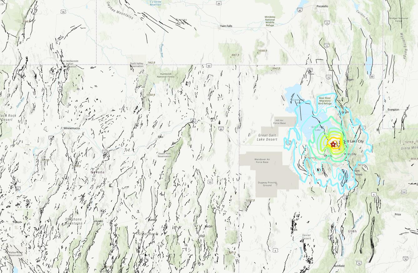 Magna, Utah Mw5.7 earthquake with shaking levels