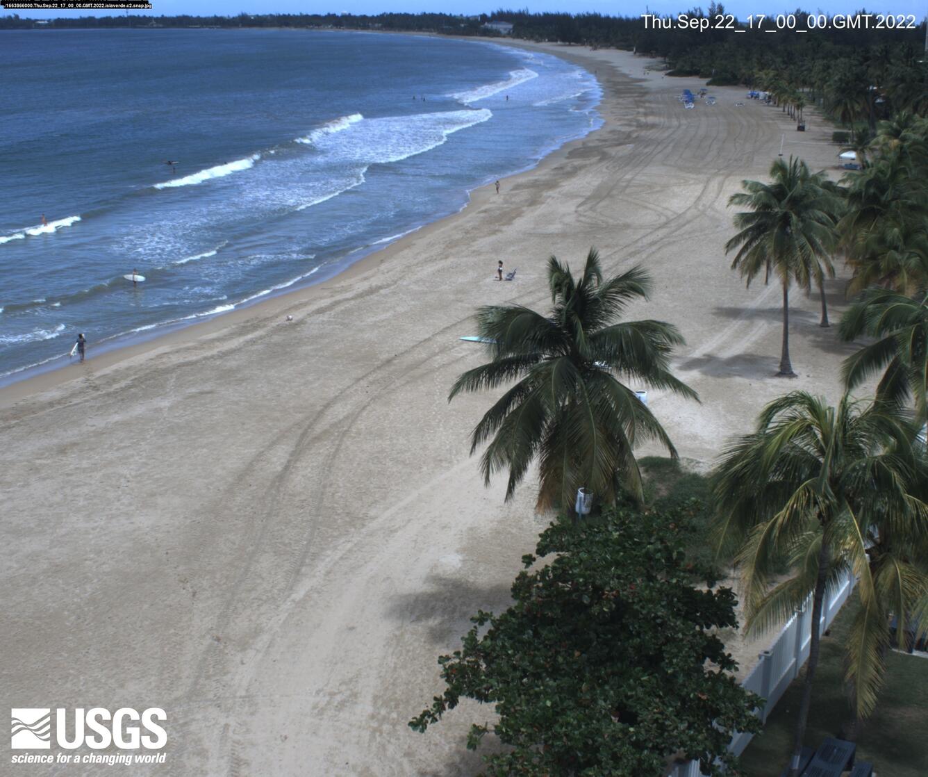view of a tropical beach from above. 