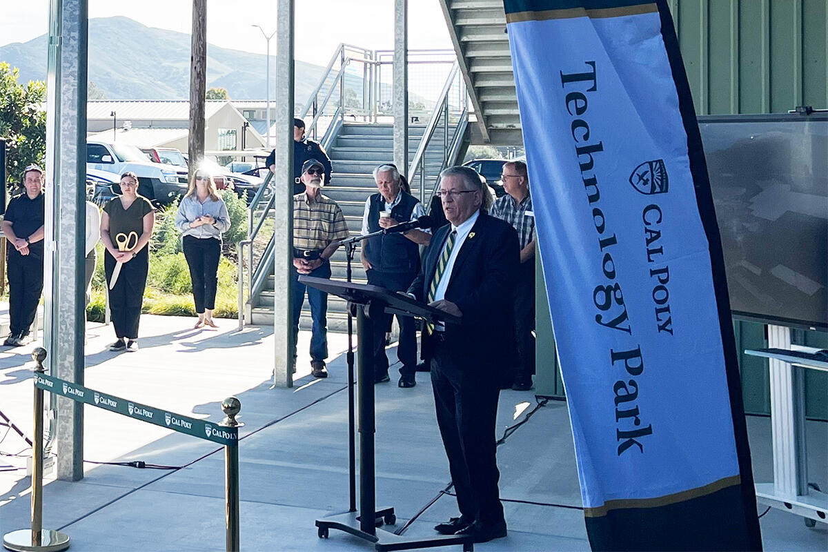 Cal Poly President Jeffrey Armstrong gives opening remarks.