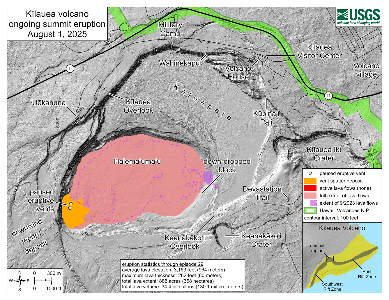 Color map of eruption area