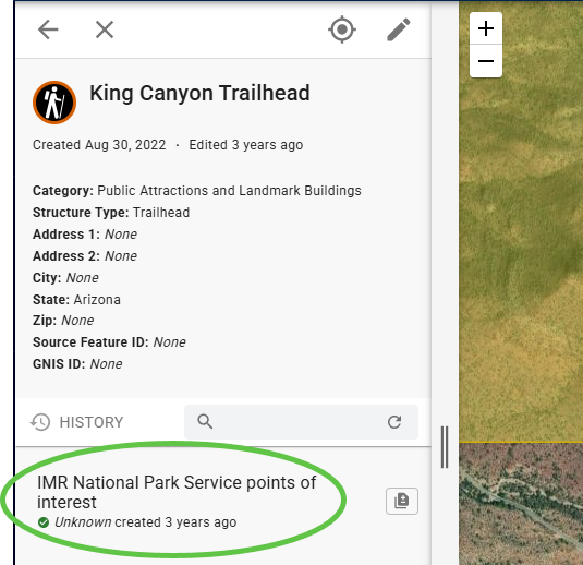 Structure details for King Canyon Trailhead point