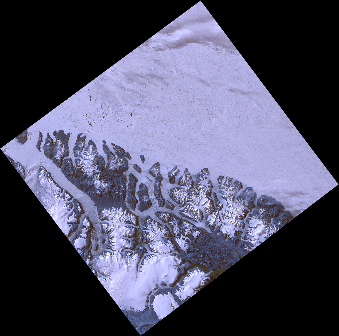 Landsat satellite image of glaciers in Northern Greenland
