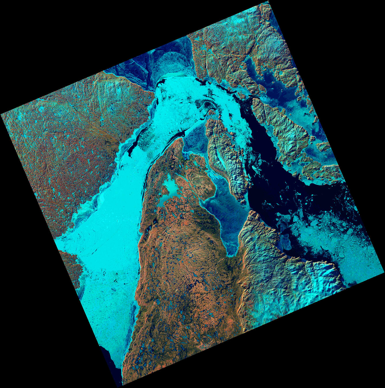 Landsat satellite image of ice in the Canadian arctic archipelago