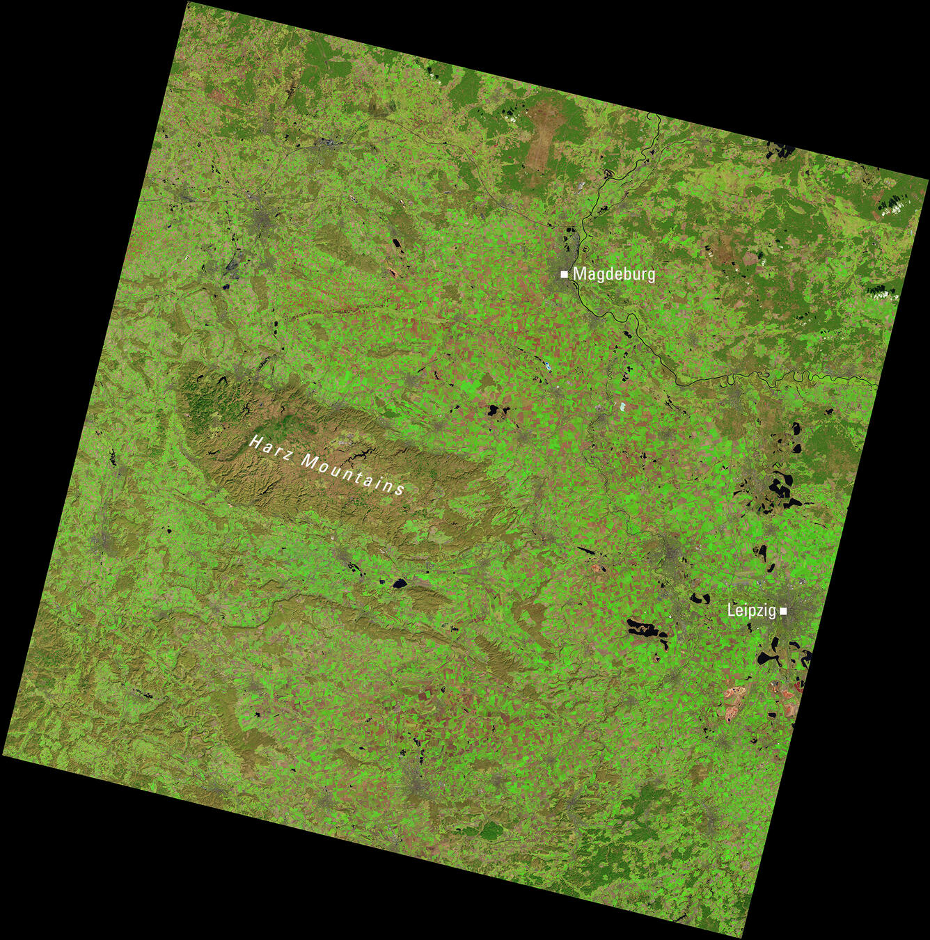 a satellite image showing shades of brown and green