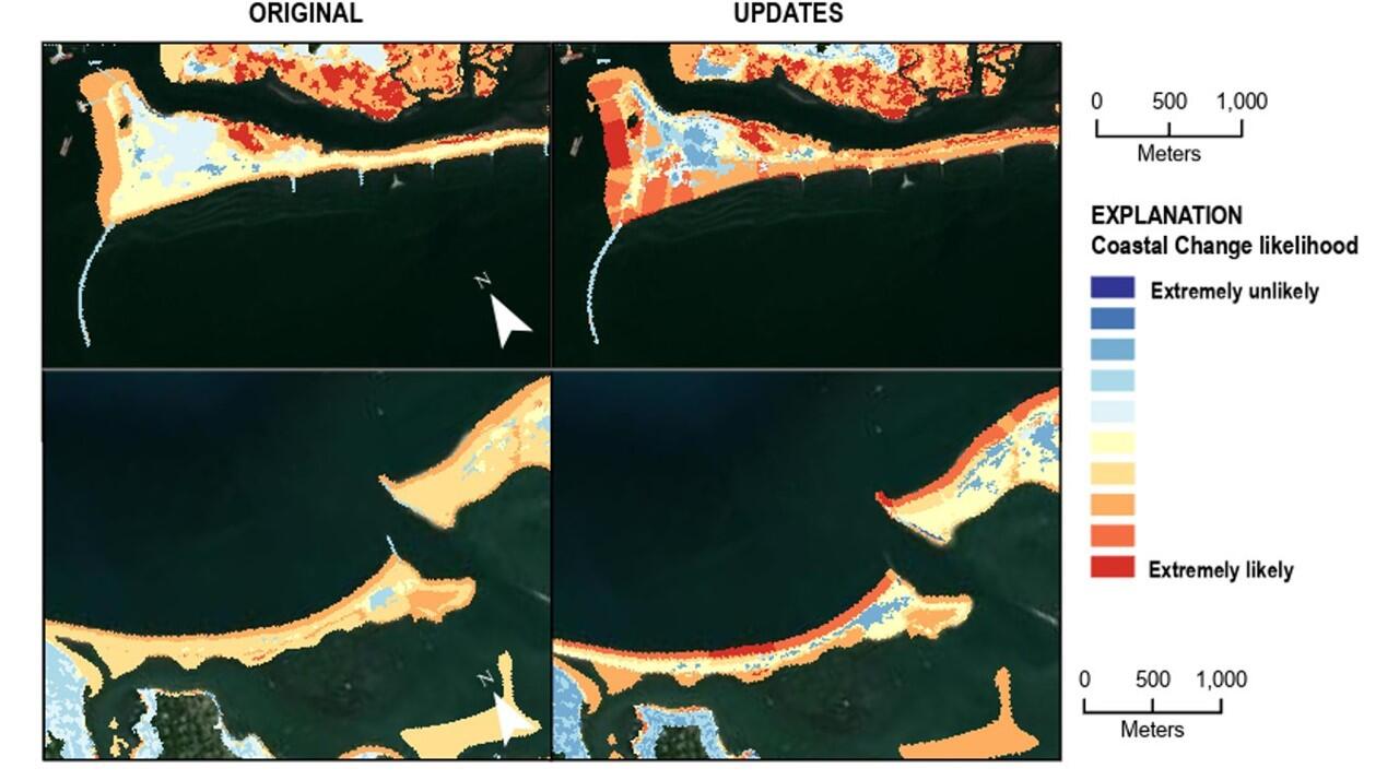 maps showing coastal change likelihood
